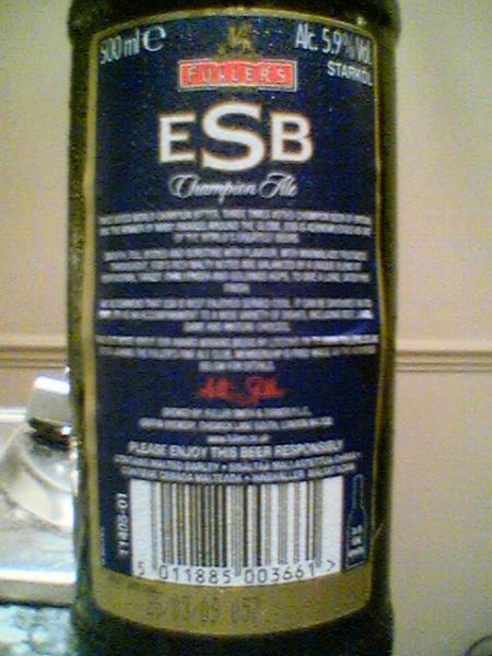 Fuller’s ESB Champion Ale back label